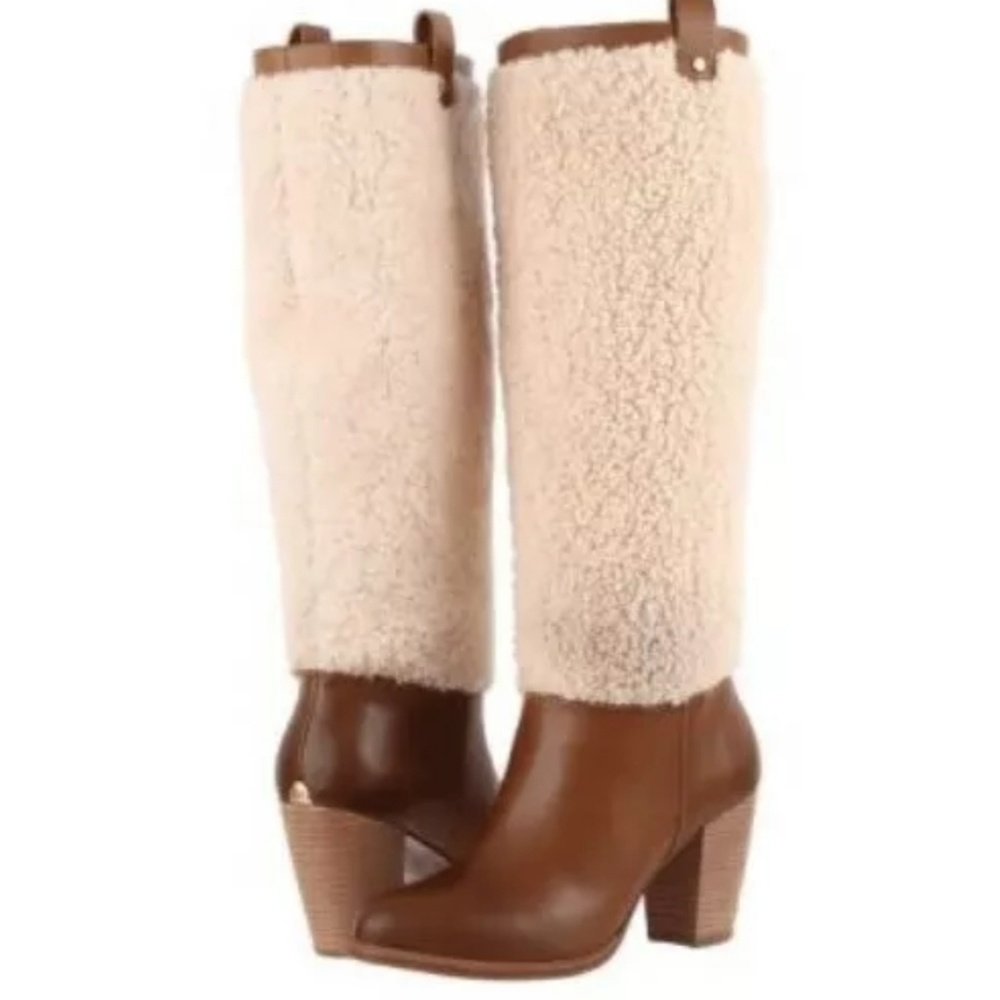 Ugg Ava exposed shearling Boots Dedigner Leather Fur Boot Sherpa